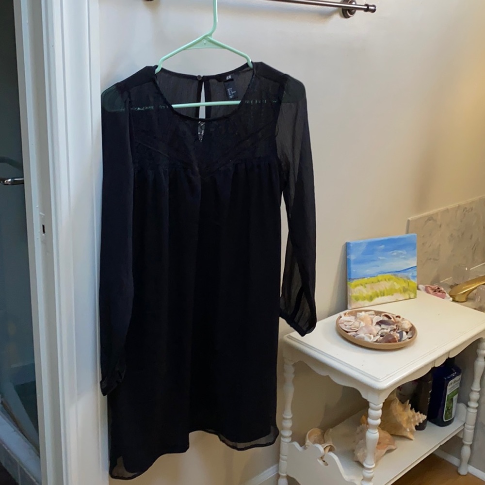 Long sleeve black mini dress size 4